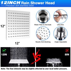 AMORIX Filtered Shower Head 12" Rain Shower Heads with Handheld Spray Combo 10 Settings Built-in 2 Power Wash, Dual Filter for Hard Water Rainfall Showerhead +12" Shower Extension Arm, 79" Shower Hose