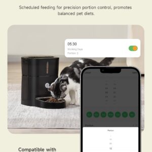 APETDOLA Automatic Cat Feeder, 5G WiFi Cat Food Dispenser with APP Control, 3L/12 Cup Timed Cat Dry Food Dispenser, Auto Pet Feeder Programmable for Cats & Dogs, 10s Voice Recorder, Dual Power Supply