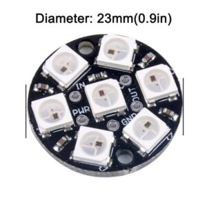 Sparkleiot 7 Bits WS2812 RGB LED Ring SMD 5050 Addressable LED String Individual Programmable with Integrated Driver DC 5V for Arduino Raspberry Pi ESP32(Pack of 5pcs)