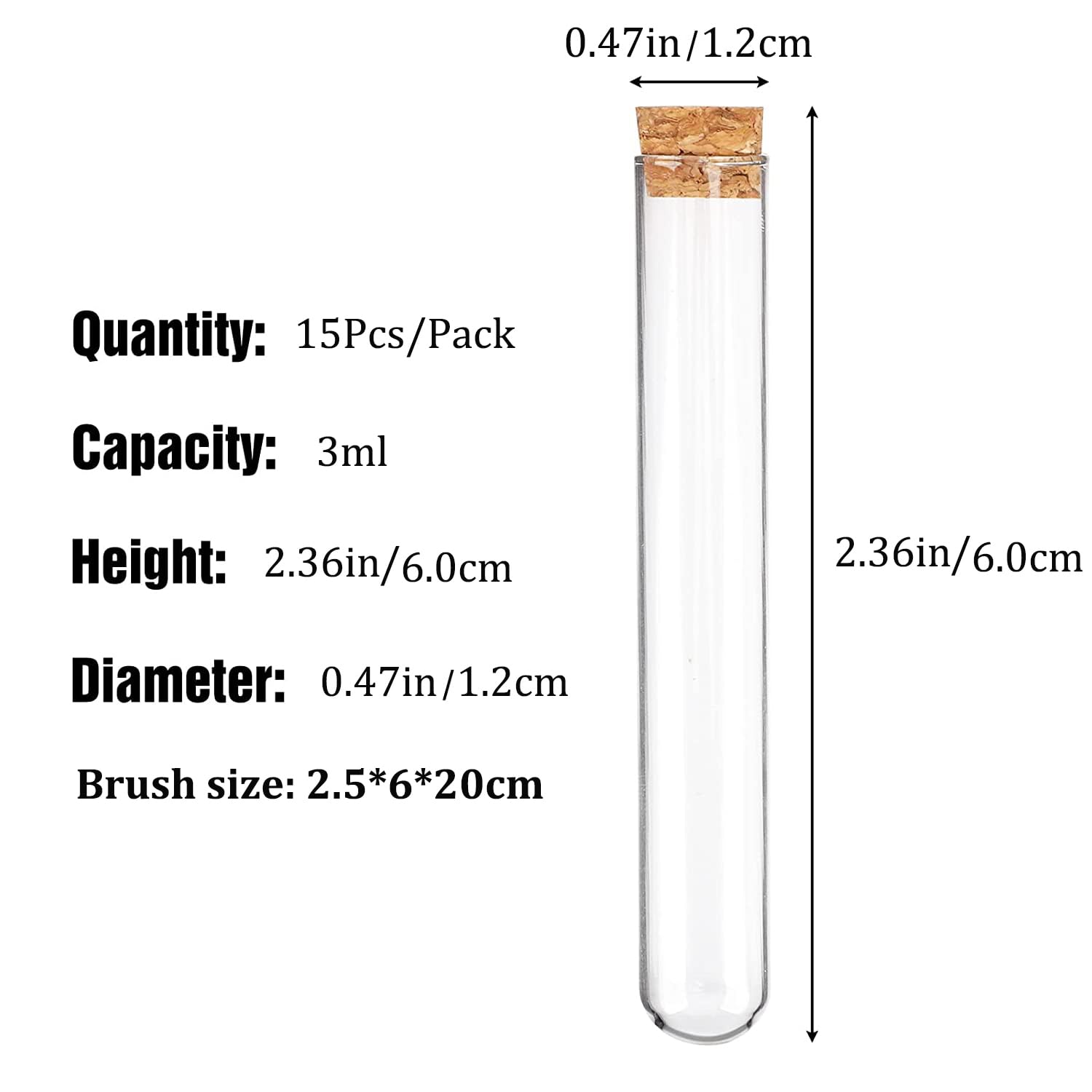 Test Tubes, 15Pcs 3ml Plastic Tube, Propagation Tubes, Test Tubes with Lids, Plastic Test Tubes, Test Tube, Test Tubes for Plants, Plastic Tubes with Caps, Clear Plastic Test Tubes with Cork Stoppers