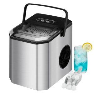 countertop ice maker, aconee ice machine 26lbs/24h, 9 ice cubes ready in 6 mins, portable ice maker machine self-cleaning, bullet nugget pellet ice with ice scoop basket, smart ice full indicator