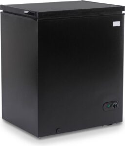 muhub 5.0 cu.ft chest freezer,deep freezer with removable basket,compact freezer with top open door, adjustable temperature, low noise，suitable for kitchen dorm garage and shed，black