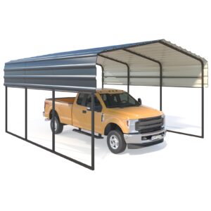 hommow 10'x15' heavy duty carport, multi-purpose shade with galvanized steel roof, upgraded extra large metal garage for car, boats and tractors, car shelter and shade