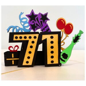 ALPHAK Happy 71st Birthday 3D Pop Up Card, Birthday 3D Greeting Card, 71st Birthday Gifts