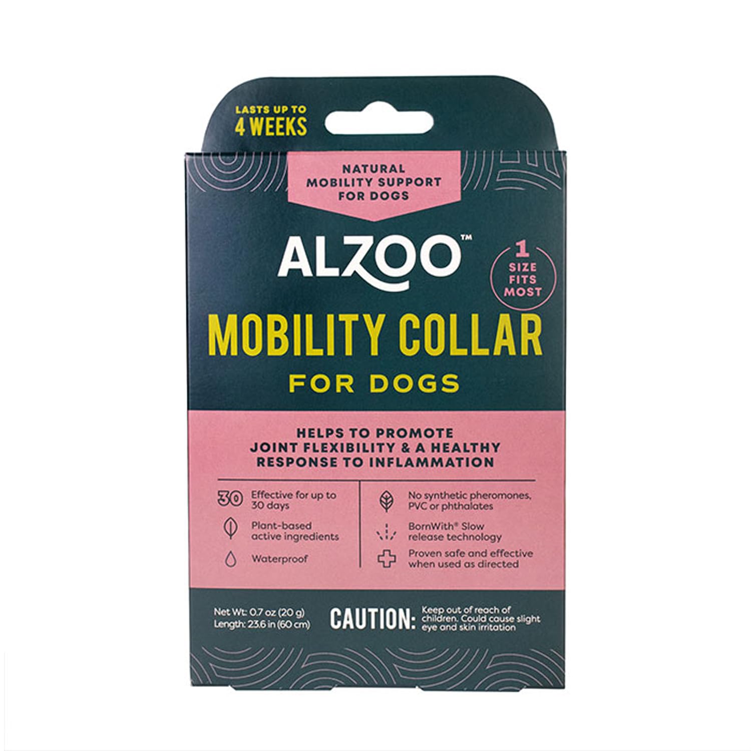 ALZOO Mobility Collar for Dogs, Helps Promote Joint Flexibility, 100% Plant-Based Active Ingredients with Wintergreen and Moroccan Rosemary Oil, Single