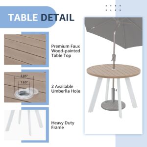 OC Orange-Casual 5 Piece Aluminum Patio Dining Set, Outdoor Furniture Set with 4 Stackable Cushioned Chairs and Round Weather Resistant Table w/Umbrella Hole for Deck, Backyard, Poolside(Grey)