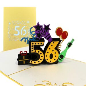 alphak happy 56th birthday 3d pop up card, birthday 3d greeting card, 56th birthday gifts