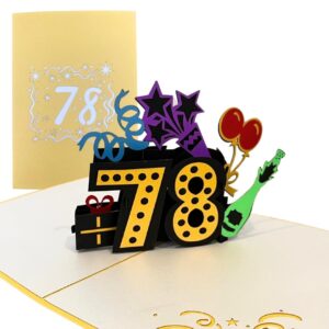 alphak happy 78th birthday 3d pop up card, birthday 3d greeting card, 78th birthday gifts