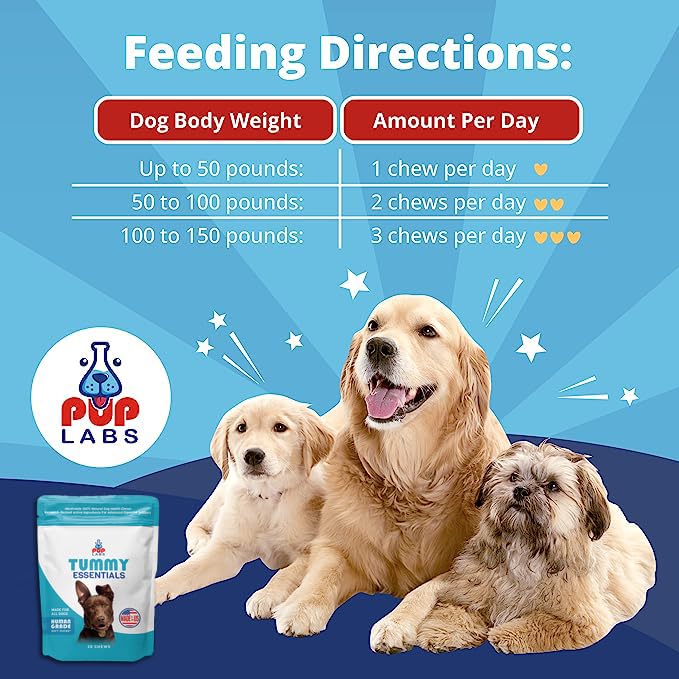 Pup Labs Tummy Essentials Probiotics for Dogs - Eliminate Digestive Dysfunction - Supports Gut Health - Dog Probiotics Support a Happy and Active Life - Made for All Dogs and in The USA, 30 Chews