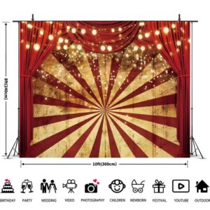 10x8ft Circus Backdrop Carnival Theme Party Red Curtain Background Baby Shower Birthday Party Potrait Banner Photo Booth Cake Table Decorations