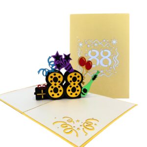 ALPHAK Happy 88th Birthday 3D Pop Up Card, Birthday 3D Greeting Card, 88th Birthday Gifts