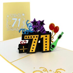 alphak happy 71st birthday 3d pop up card, birthday 3d greeting card, 71st birthday gifts