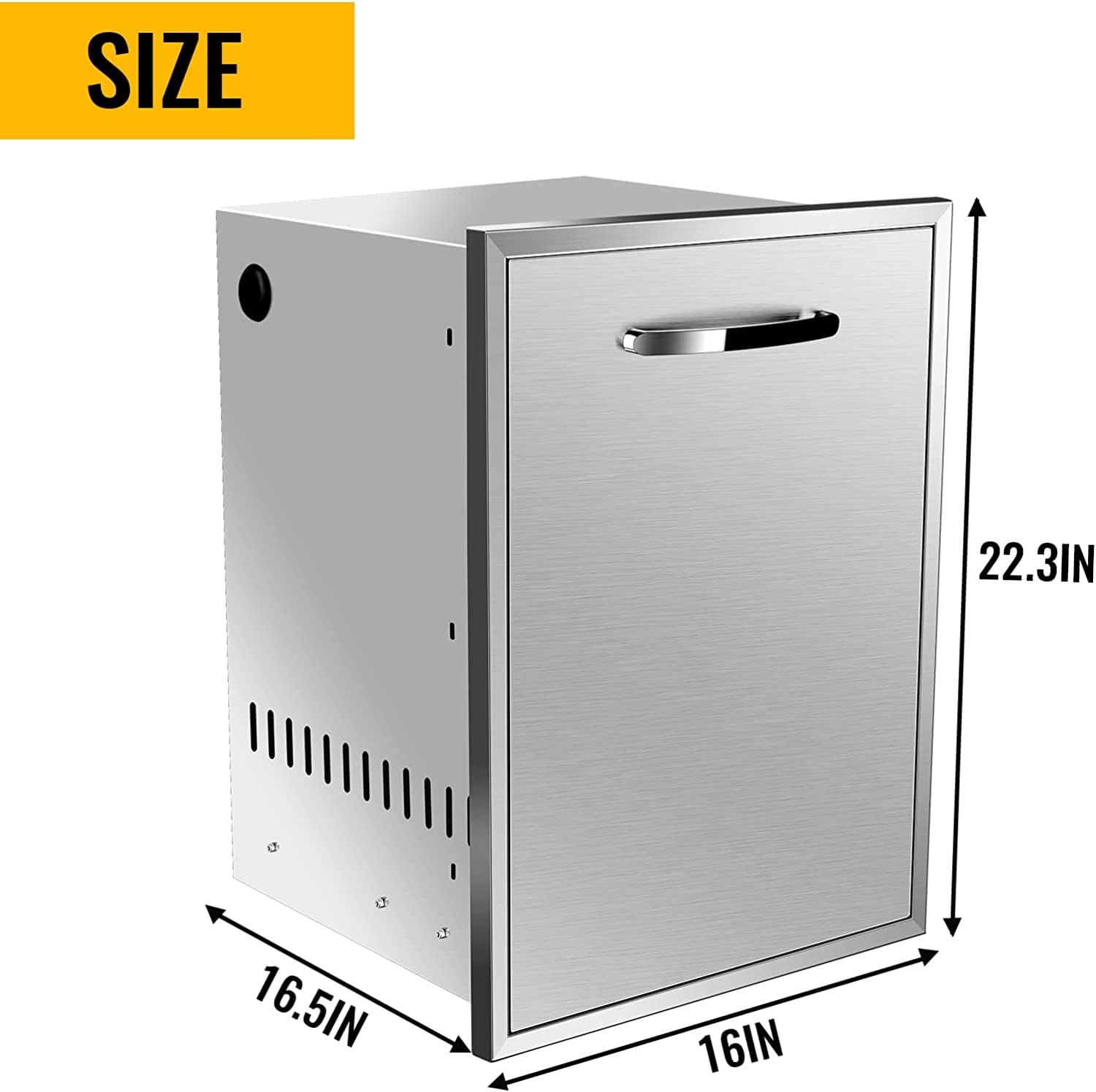 single pull-out trash can stainless steel outdoor kitchen trash can can store a 10 gallon commercial trash can without handle design (16''W x 22''H x 18''D)