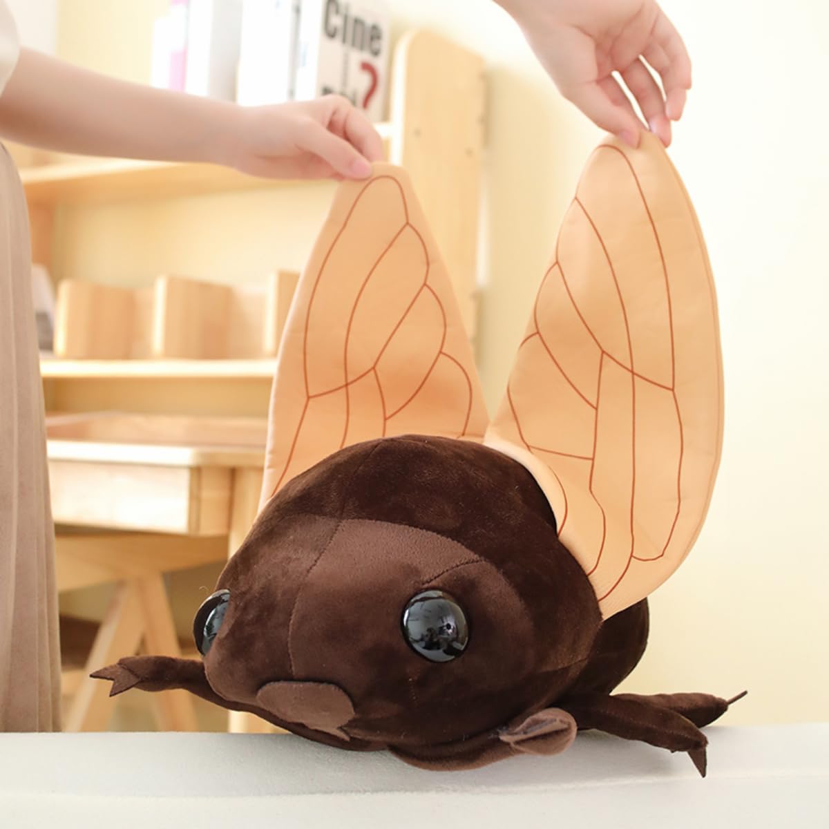 pangcangshu New Likelike Insect Plush Toys Cicada Stuffed Soft Animals Pillow Back Cushion Insect Doll Kids Toys Girls Boys Easter, Thanksgiving, Christmas, New Year's Gifts(Brown,48cm/18.9 inch)