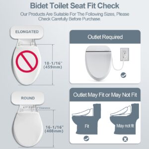 ZMJH A102DS-W Electronic Bidet Toilet Seat, Round, Smart Unlimited Warm Water, Heated Seat with Slow Closes, Vortex Wash, Warm Dryer, Rear and Front Wash, Remote Control, Night Light, White