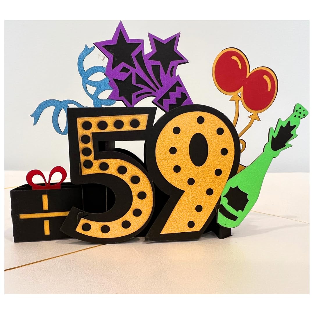 ALPHAK Happy 59th Birthday 3D Pop Up Card, Birthday 3D Greeting Card, 59th Birthday Gifts