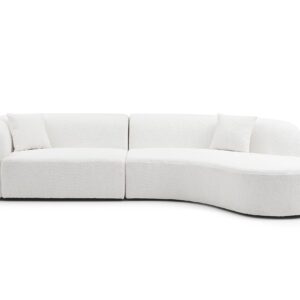 LyuHome 126" Curved Sofa Couch, Modern Boucle Couch, Comfy Cloud Couch, Luxury 4 Seat Cushion Couch with Pillows for Living Room/Apartment Right-Facing, White