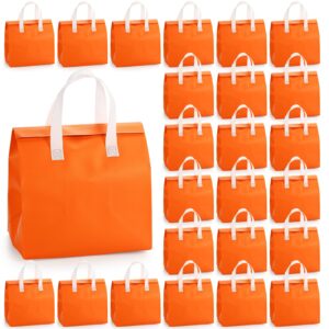 zenfun 25 packs insulated take away bags, thermal insulation food bag for coffee, insulated cooler bag grocery bags, orange thermal bags for hot&cold frozen food, food delivery, 9.5 x 6 x 10 inches