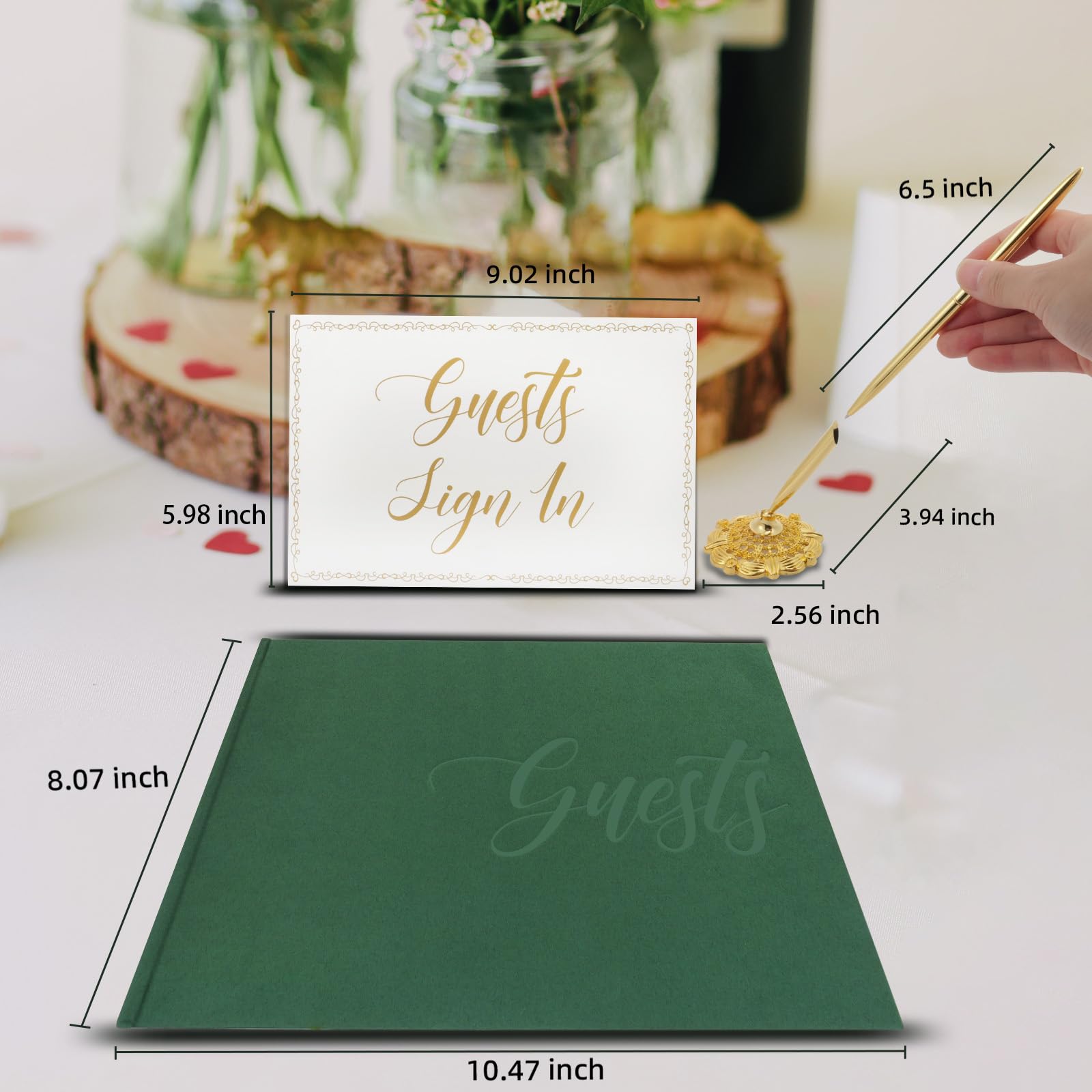 slcinwzdt Wedding Guest Book Set,Velvet Wedding Guest Book with Pen Polaroid Guest Book for Wedding 10.5" x 8"Guest Sign in Book Wedding Reception Funeral Bridal Baby Shower Party 100 Pages