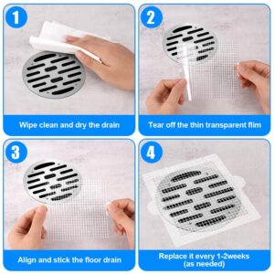 AMFUN Disposable Shower Drain Hair Catcher, 40Pcs Floor Drain Mesh Strainer Sticker with Waterproof Adhesive, Anti-Blocking Filter Sticker Hair Catchers for Bathtub Bathroom Kitchen, Square 105mm