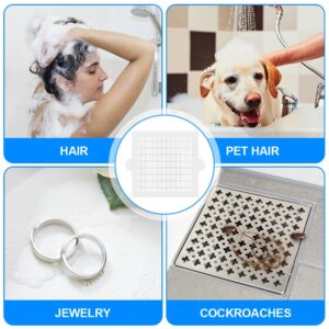 AMFUN Disposable Shower Drain Hair Catcher, 40Pcs Floor Drain Mesh Strainer Sticker with Waterproof Adhesive, Anti-Blocking Filter Sticker Hair Catchers for Bathtub Bathroom Kitchen, Square 105mm