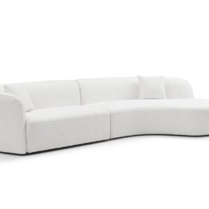 LyuHome 126" Curved Sofa Couch, Modern Boucle Couch, Comfy Cloud Couch, Luxury 4 Seat Cushion Couch with Pillows for Living Room/Apartment Right-Facing, White