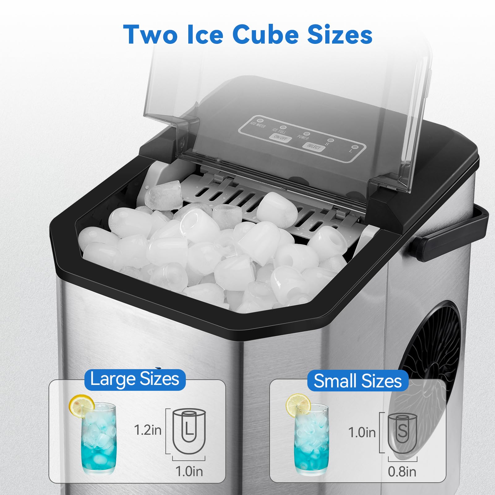 Countertop Ice Maker, ACONEE Ice Machine 26LBs/24H, 9 Ice Cubes Ready in 6 Mins, Portable Ice Maker Machine Self-Cleaning, Bullet Nugget Pellet Ice with Ice Scoop Basket, Smart Ice Full Indicator