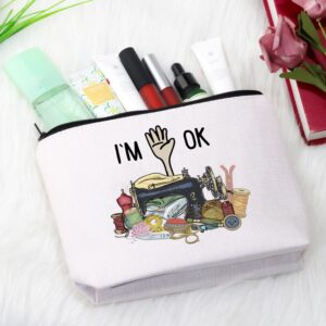 GJTIM Quilting Themed Gift Sewing Gift Sewing Storage Bag Stitching Makeup Bag For Quilters Seamstress Tailors Sewing Lovers (OK Sewing Bag)