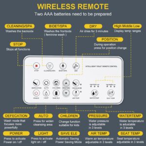 ZMJH A102DS-W Electronic Bidet Toilet Seat, Round, Smart Unlimited Warm Water, Heated Seat with Slow Closes, Vortex Wash, Warm Dryer, Rear and Front Wash, Remote Control, Night Light, White