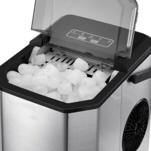 Countertop Ice Maker, ACONEE Ice Machine 26LBs/24H, 9 Ice Cubes Ready in 6 Mins, Portable Ice Maker Machine Self-Cleaning, Bullet Nugget Pellet Ice with Ice Scoop Basket, Smart Ice Full Indicator