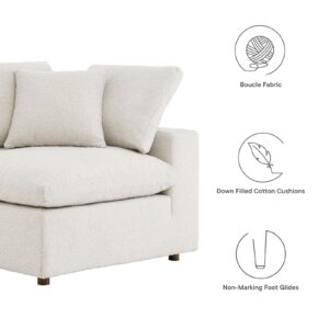 Modway Modular Sofa Commix Down-Filled Overstuffed Boucle Sectional Sofa Corner Chair in Ivory