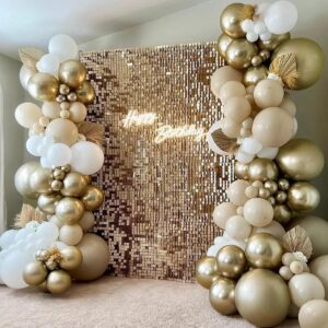 Sand White Gold Balloon Arch Garland Kit 168Pack Beige White Gold Balloons for Wedding Bridal Baby Shower Birthday Decorations Neutral Party Supplies