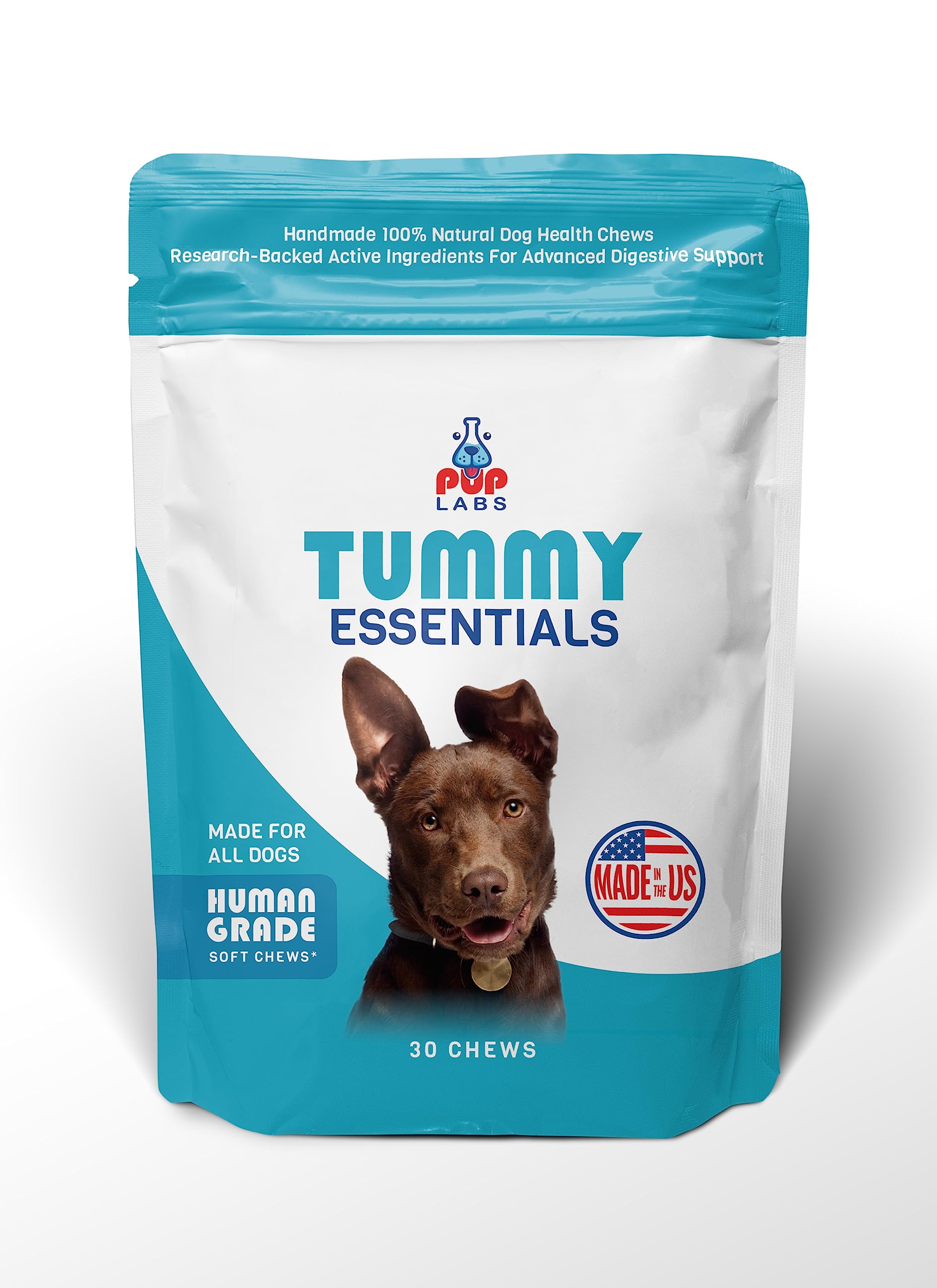 Pup Labs Tummy Essentials Probiotics for Dogs - Eliminate Digestive Dysfunction - Supports Gut Health - Dog Probiotics Support a Happy and Active Life - Made for All Dogs and in The USA, 30 Chews