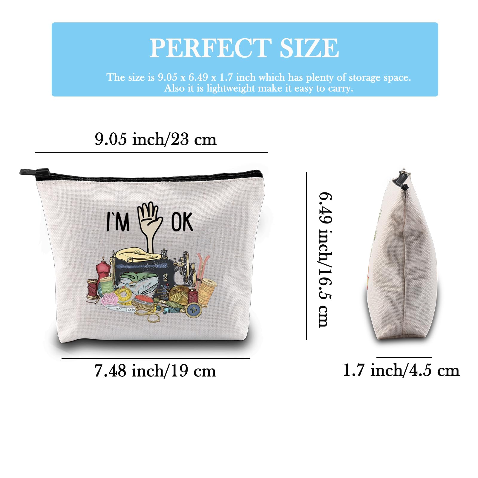 GJTIM Quilting Themed Gift Sewing Gift Sewing Storage Bag Stitching Makeup Bag For Quilters Seamstress Tailors Sewing Lovers (OK Sewing Bag)