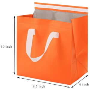 ZENFUN 25 Packs Insulated Take Away Bags, Thermal Insulation Food Bag for Coffee, Insulated Cooler Bag Grocery Bags, Orange Thermal Bags for Hot&cold Frozen Food, Food Delivery, 9.5 x 6 x 10 Inches