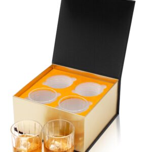 KANARS Crystal Whiskey Glasses, Set of 4 Premium Rocks Glasses in Elegant Gift Box, 10 Oz Old Fashioned Glass Tumblers for Bourbon, Scotch Whisky, Cocktails, Cognac, Liquor Drinking