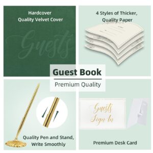 slcinwzdt Wedding Guest Book Set,Velvet Wedding Guest Book with Pen Polaroid Guest Book for Wedding 10.5" x 8"Guest Sign in Book Wedding Reception Funeral Bridal Baby Shower Party 100 Pages