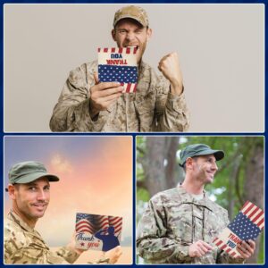 Pasimy 120 Sets Patriotic Thank You Cards with White Envelopes 2024 Upgrade 4th of July Cards American Flag Greeting Cards Bulk Note Cards for Veterans Memorial Independence Day Party Favor Gifts