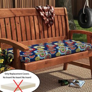 Magpie Fabrics Patio Bench Cushion Cover 45x18x3 Inch, NO Insert! Water&Fade Resistant Outdoor Loveseat Replacement Cover with Zipper (Heronsbill Navy)