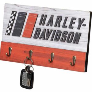 Harley-Davidson Racing Stripes Key Rack w/Four Hooks, Custom-Cut Raised Logo