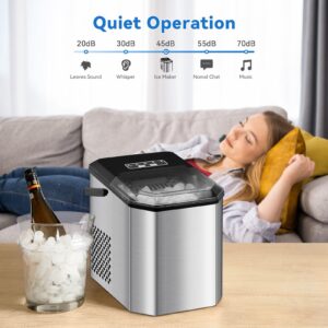 Countertop Ice Maker, ACONEE Ice Machine 26LBs/24H, 9 Ice Cubes Ready in 6 Mins, Portable Ice Maker Machine Self-Cleaning, Bullet Nugget Pellet Ice with Ice Scoop Basket, Smart Ice Full Indicator