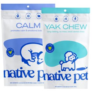 native pet dog calming chews (60 chews) & yak chews for dogs (5 small chews)