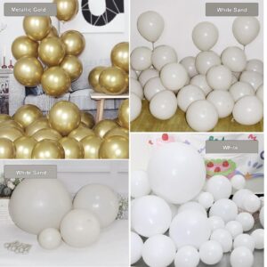 Sand White Gold Balloon Arch Garland Kit 168Pack Beige White Gold Balloons for Wedding Bridal Baby Shower Birthday Decorations Neutral Party Supplies