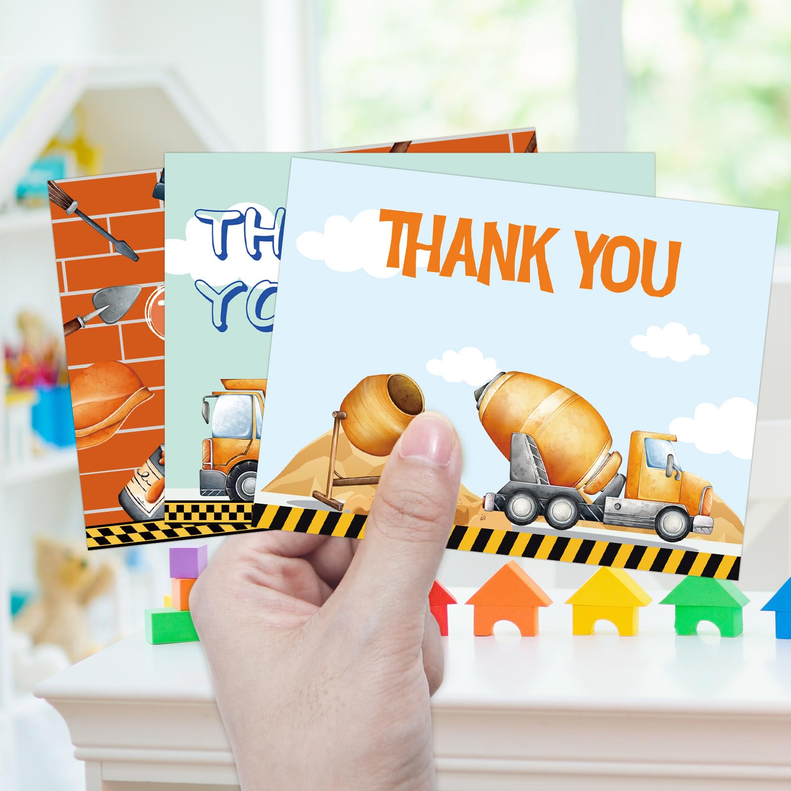 Construction Thank You Cards 24 Pack Kids Thank You Notes Greeting Cards with Envelopes Birthday Teacher Gift