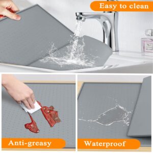 TOHONFOO Waterproof Trash Can Mat with Raised Edge, Non-Slip Under Garbage Can Mat for Reduce Floor Carpet Wall Scratches, Protective Silicone Rubber Tray for Kitchen