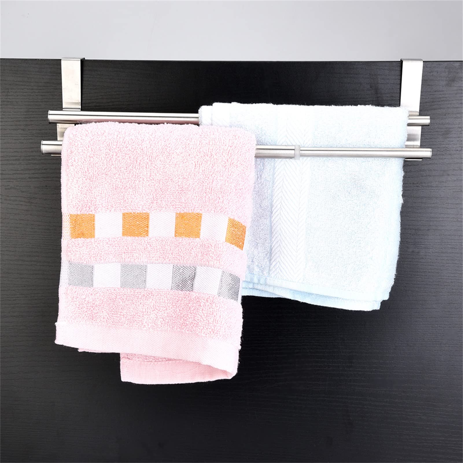 Fybida Towel Rack Over Door Over Door Towel Rack 26×13×3 Double Layers Stainless Steel Telescopic Towel Rack Hanger Bathroom Kitchen