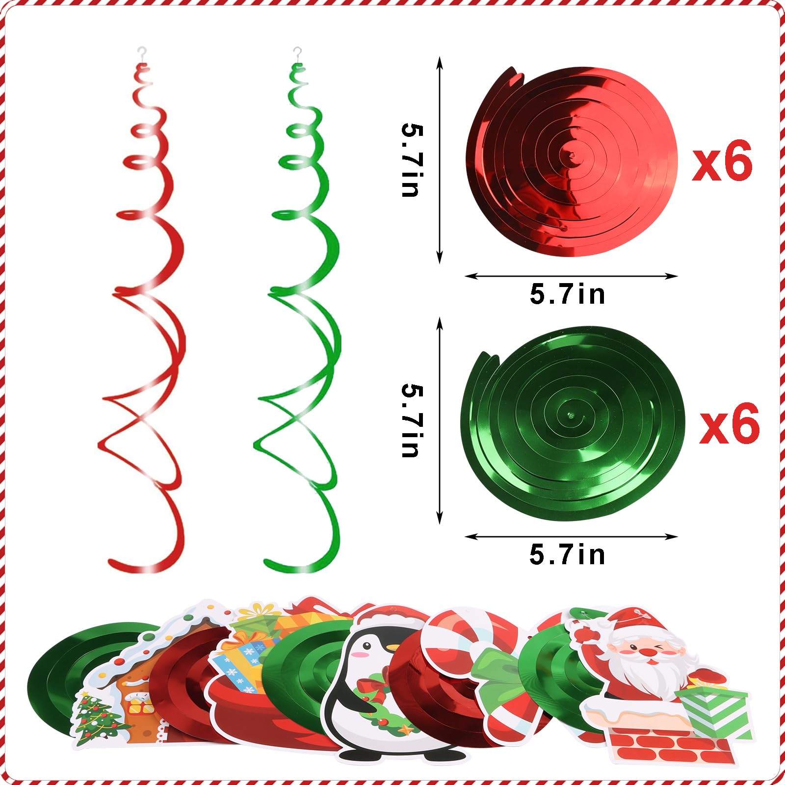 CCINEE 36pcs Christmas Hanging Foil Swirls, Xmas Hanging Decoration Christmas Foil Ceiling Hanging Swirls for Indoor Outdoor Christmas Holiday Party Supplies