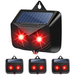 4pcs solar nocturnal animal repeller predator control light coyote repellent devices with led lights outdoor night guard animal predator repellent for deer,cat,coyote from yard farm&chicken coop (red)