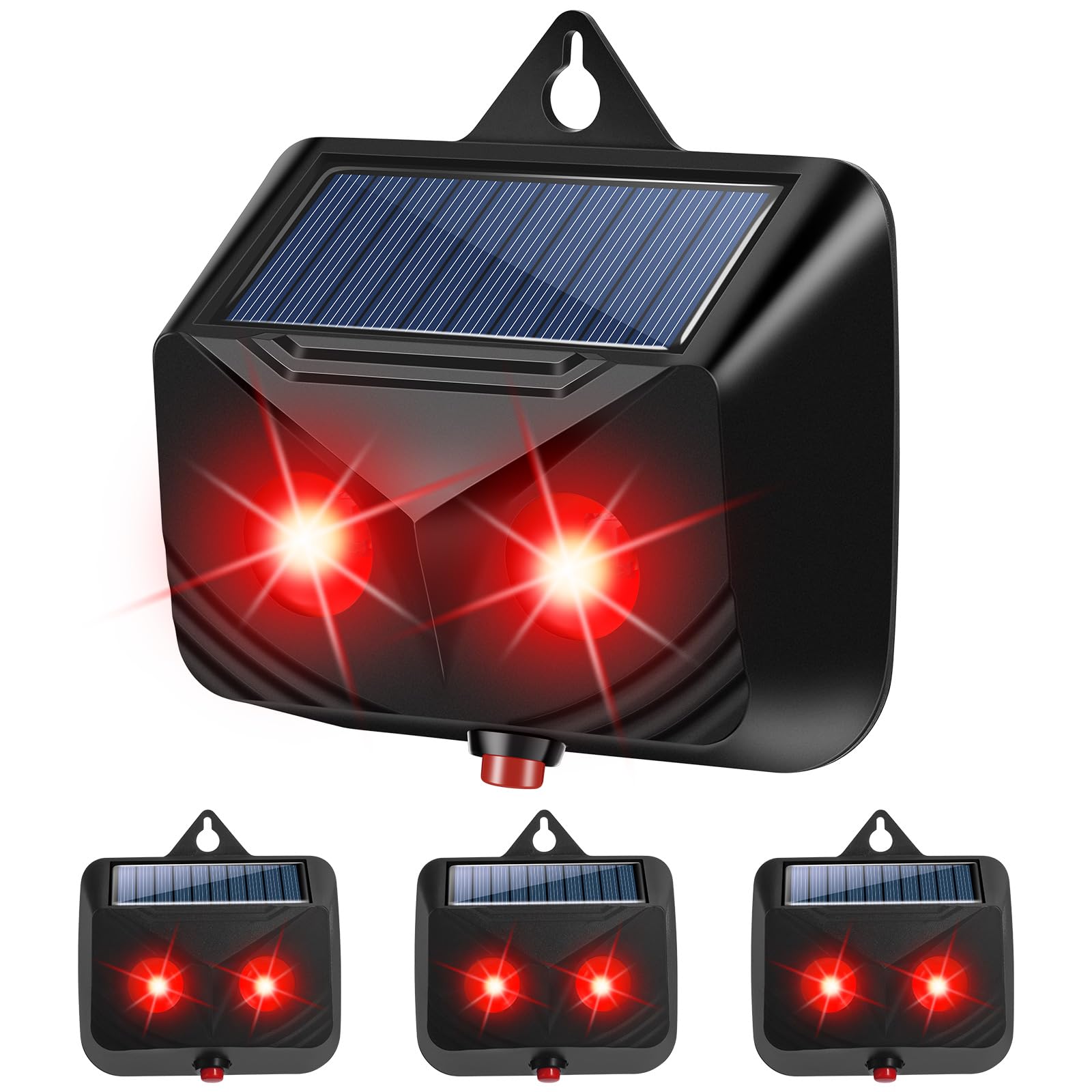 4Pcs Solar Nocturnal Animal Repeller Predator Control Light Coyote Repellent Devices with LED Lights Outdoor Night Guard Animal Predator Repellent for Deer,Cat,Coyote from Yard Farm&Chicken Coop (Red)