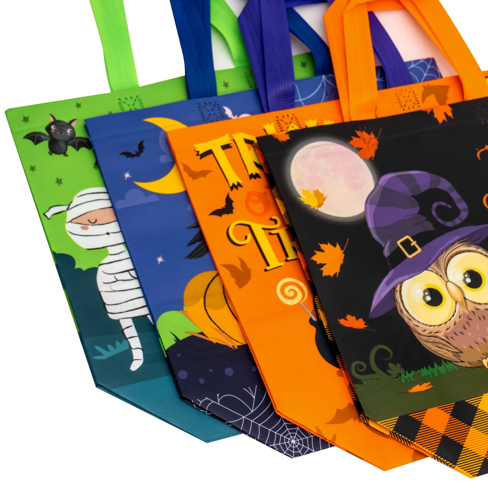 Loveinside Halloween Medium Recycled Gifts Bags with Handles, Reusable Halloween Party Gift Bag, Shopping Bag - 13" x 5" x 10", 12 Pcs